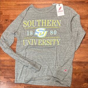 League Gray Southern University Long Sleeve T-Shirt with Yellow & Blue Logo